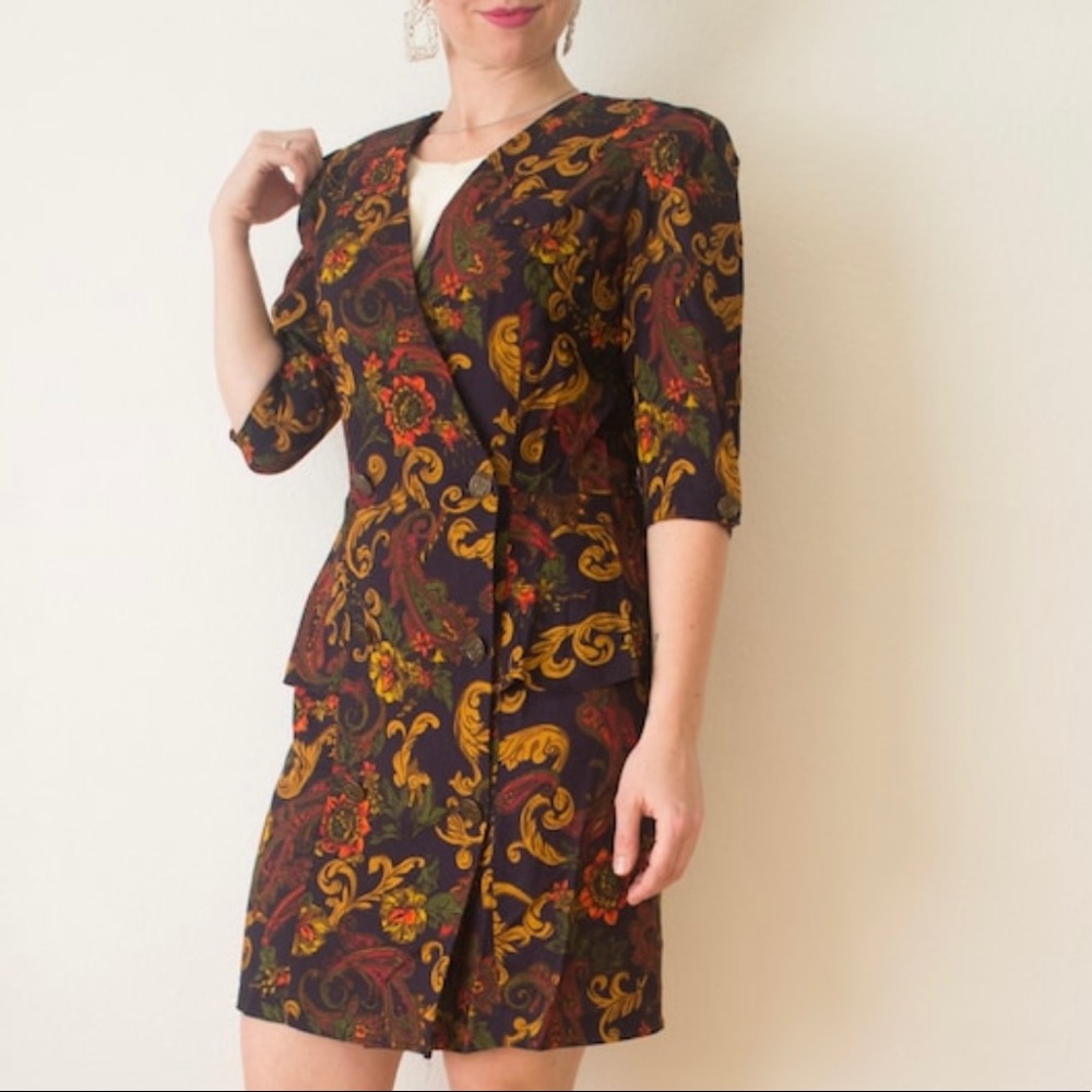 Vintage 70s paisley print mini dress